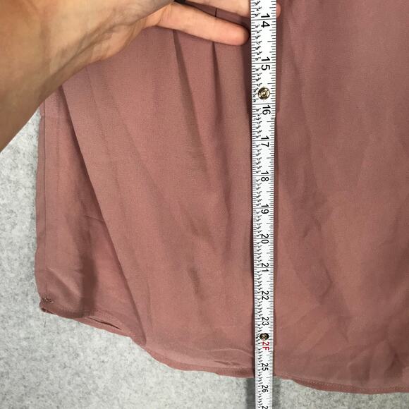 Monteau Blouse Womens Large Pink Top Ruffle Dusty Cottage Career Church Flowy - Picture 4 of 10